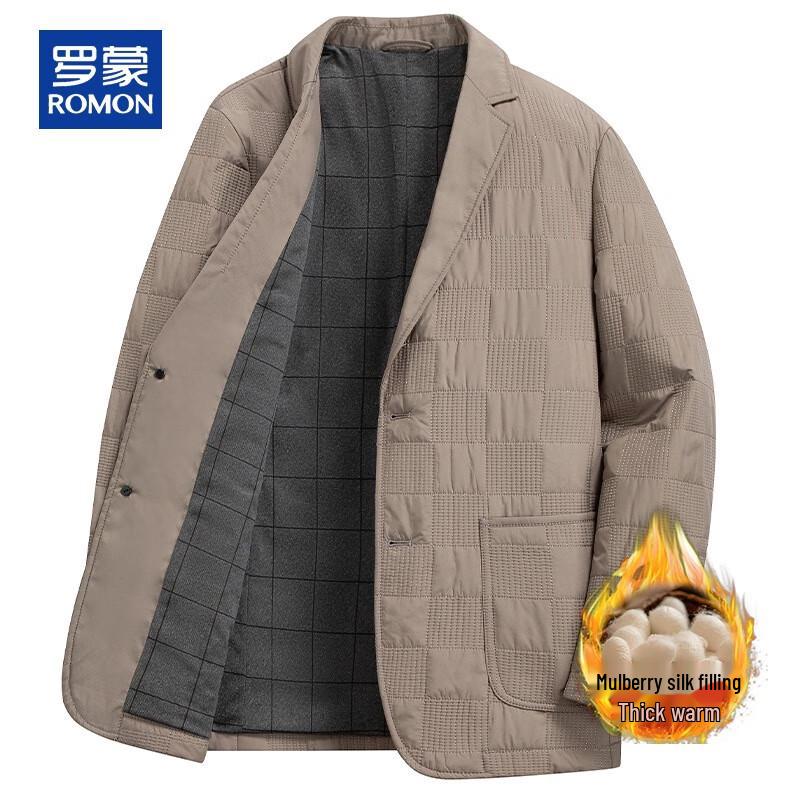ROMON Men's Silk-Padded Thickened Business Casual Suit Jacket