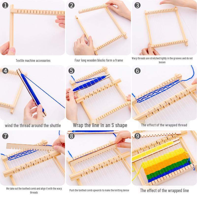 Child's Educational DIY Wooden Weaving & Knitting Toy