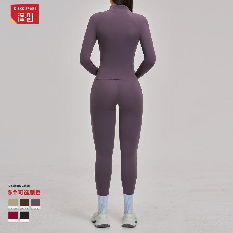 Fitness set, brushed zipper casual set, women's outdoor cycling and running sports three-piece set