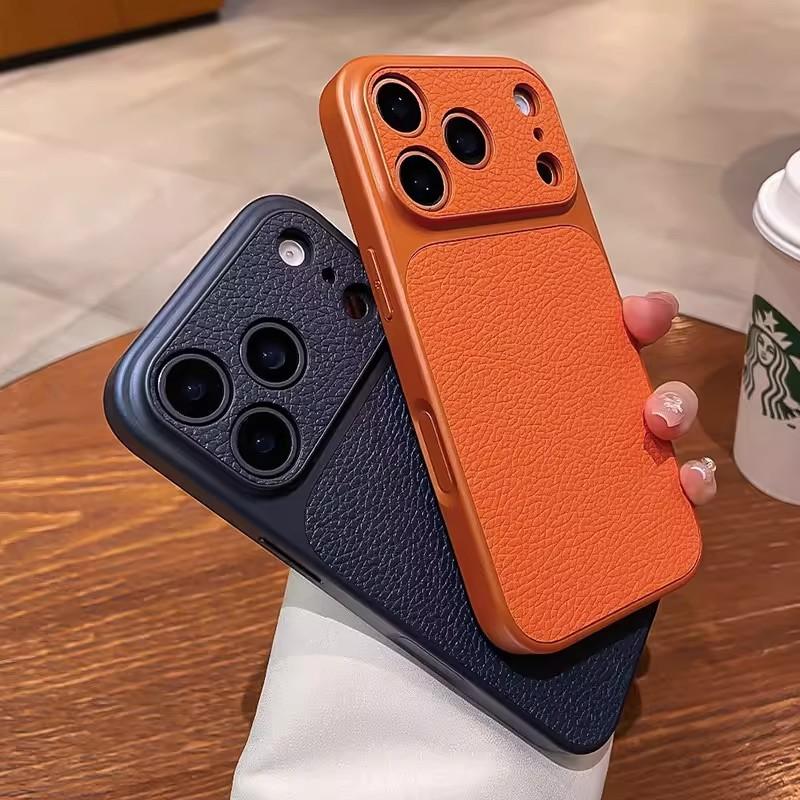 Applicable to iPhone18PROMAX mobile phone case, lychee pattern leather, Apple 17 Corning matte all-inclusive protective case 16.