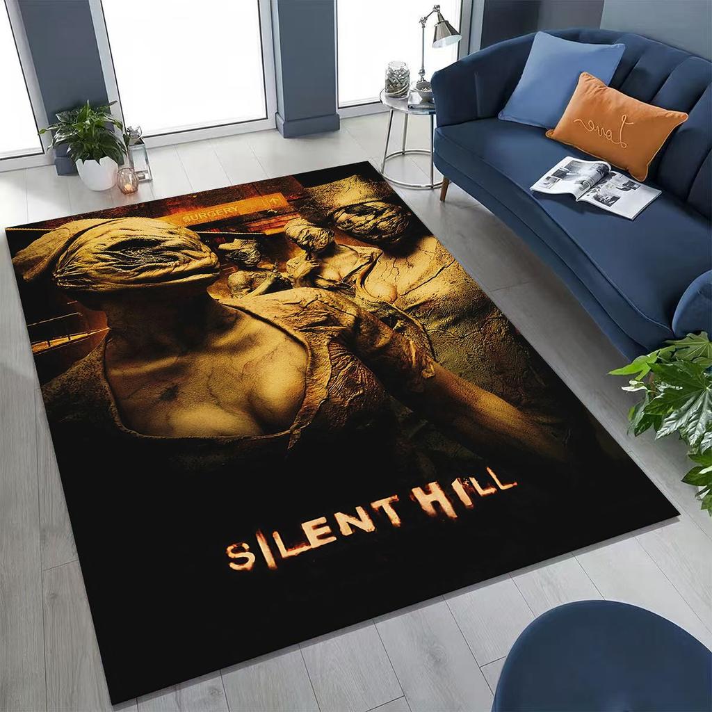 Klassisches Silent Hill Horror Game Filmkunst Teppich für Schlafzimmer Wohnzimmer Sofa Heim Fußmatte Dekor,Große Kinder Spiel Rutschfeste Bodenmatte