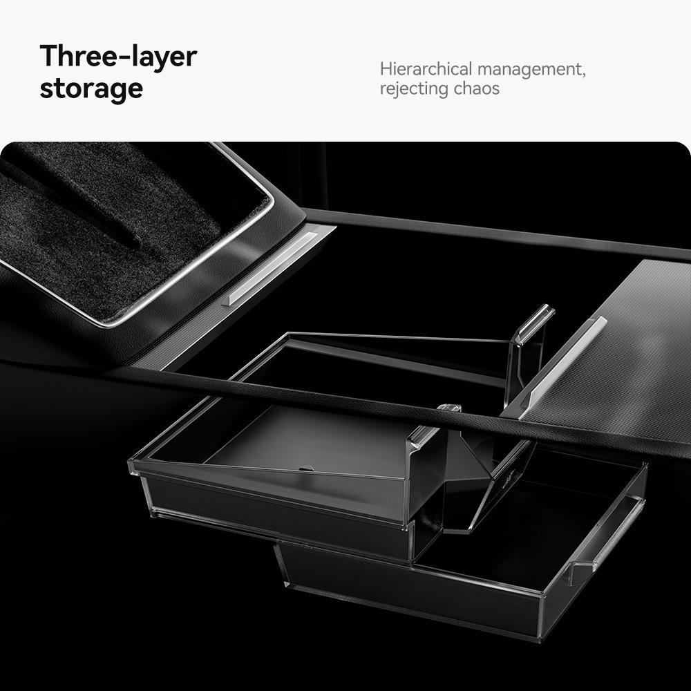 YZ For Tesla Storage Box Model 3 Y YL Highlang Juniper Center Console Armrest TPE Hidden Box Organizer Car Interior Accessories