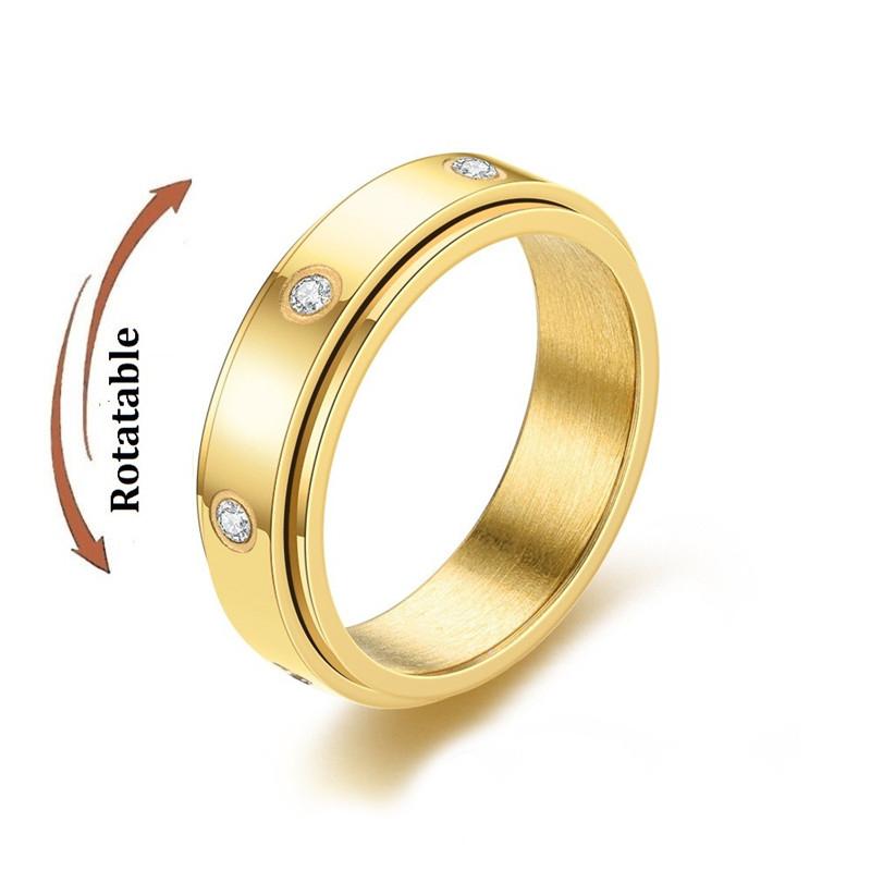 Copper Color Spinning Anxiety Rings for Men Women Star Moon Relaxing Ring 2025 Stainless Steel Anti Stress Rings Knuckle Zircon
