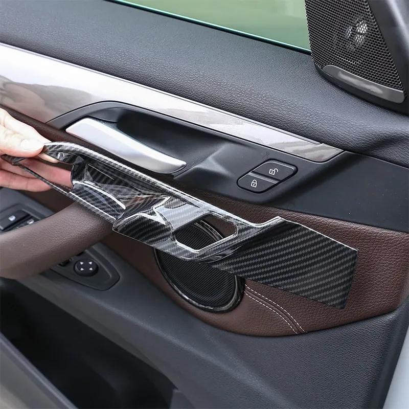 For BMW X1 F48 X2 F47 2016- ABS Carbon Fiber Car Inner Door Handle Trim Frame Cover Trim Sticker Interior Car Accessories