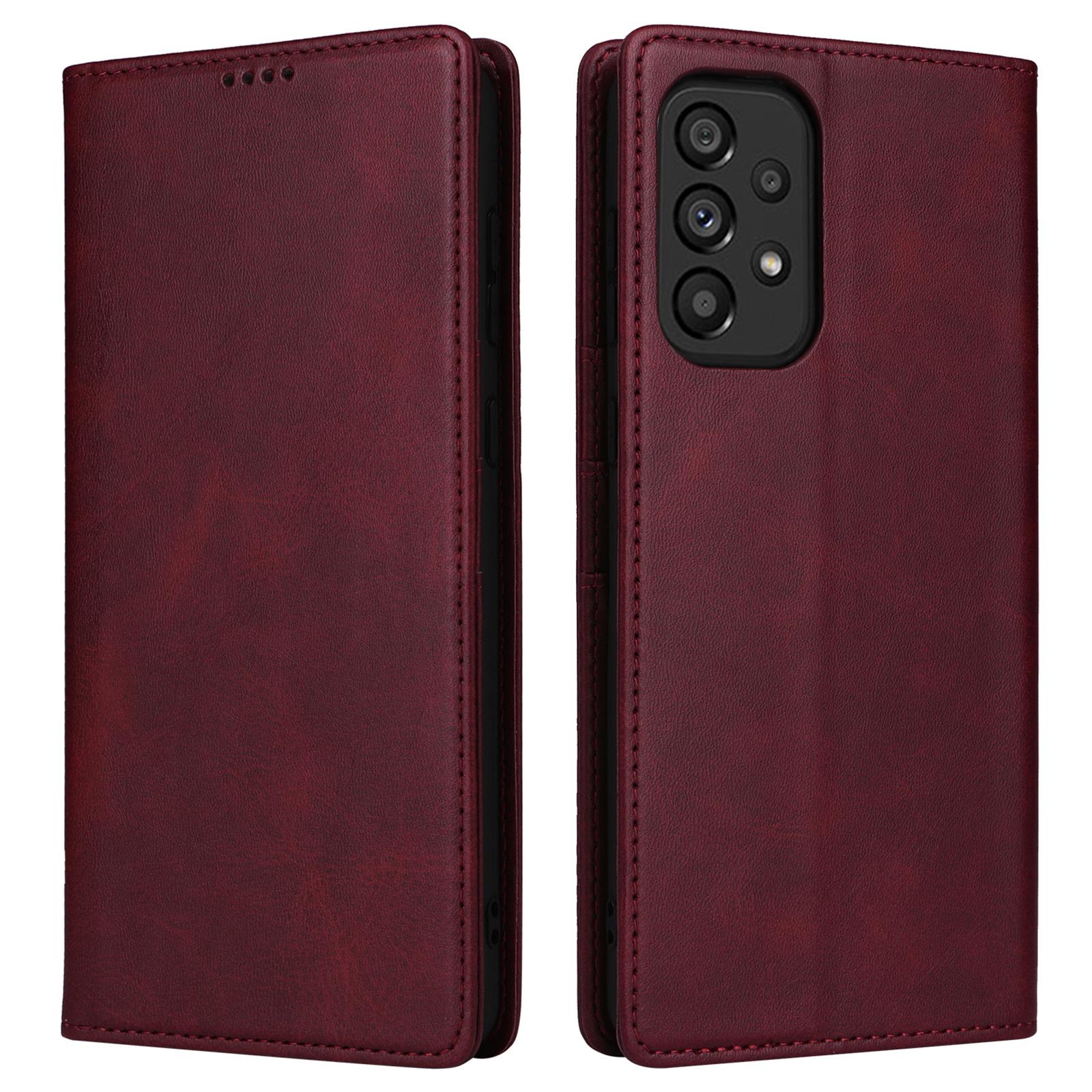 

Чехол для Samsung Galaxy A53 5G из ПУ кожи с RFID-блокировкой, чехол для телефона с магнитной застежкой Wine Red