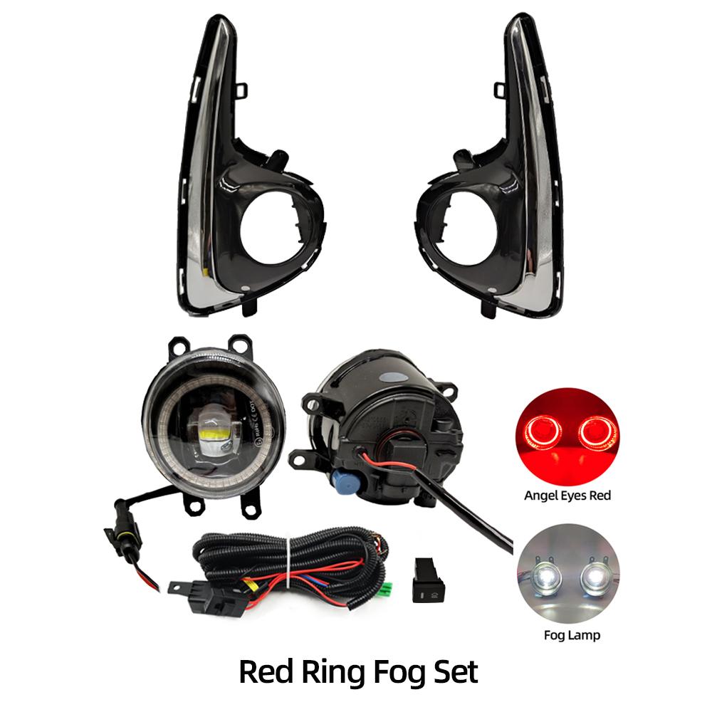 LED Fog Light For Toyota Yaris Vitz US type 2018   with Wires Switch Harness Kit angel eyes Fog lamp cover Chrome