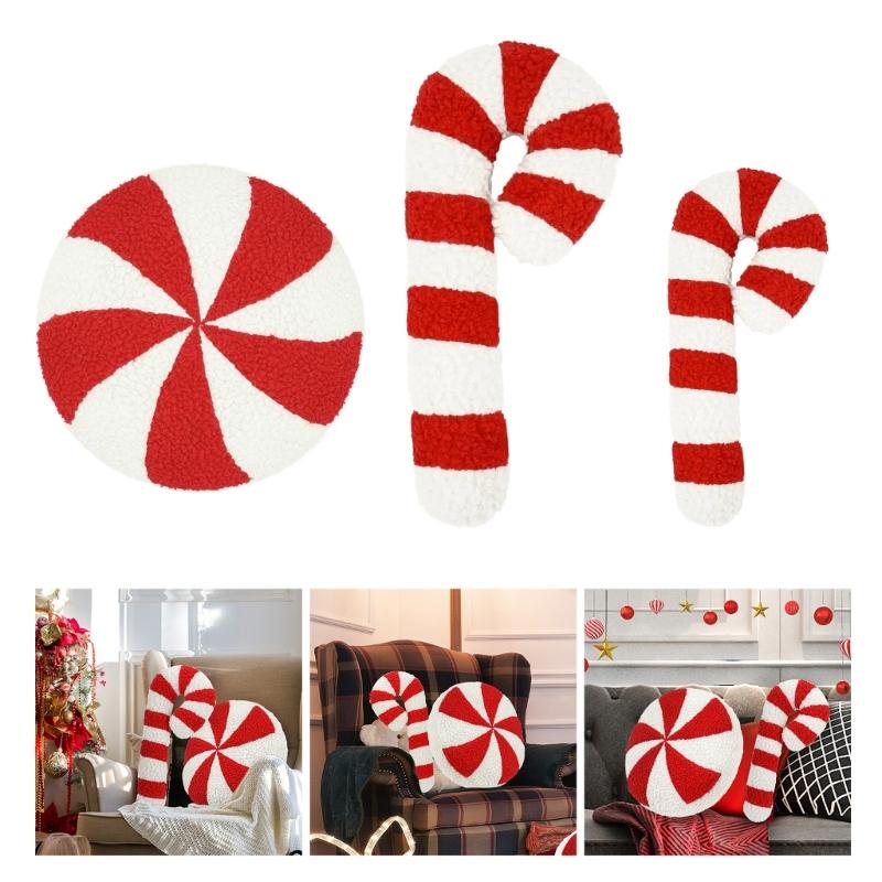 Creative Cushion Christmas Candy Shape Plushie Pillow for Comfort for Home Furnishing Creative Christmas Decoration