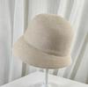 Fine straw bucket hat women's summer sunscreen plain bucket hat vacation straw hat foldable fashion sun hat