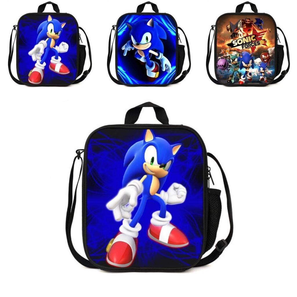 Sonic Hedgehog Lunch Box Bag Stylish Shoulder Bag For Kids Adults Large Capacity Travel Bag