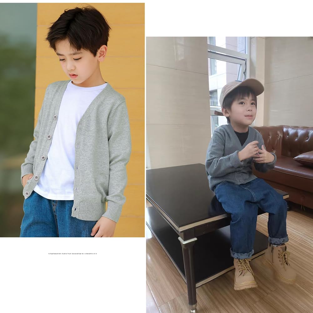 KISBINI Knit Cardigan Solid Long Cotton Simple Outerwear for Girls and and Size 100 Boys' Sweater, V-Neck, Color, Sleeve, Coat, Open-Front, Boys,