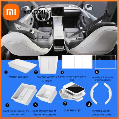 Xiaomi For Tesla Model Y YL Juniper Model 3 Highland 2026 Console & Armrest Storage Box ABS Non-slip Mat Cup Holder Box Accessories