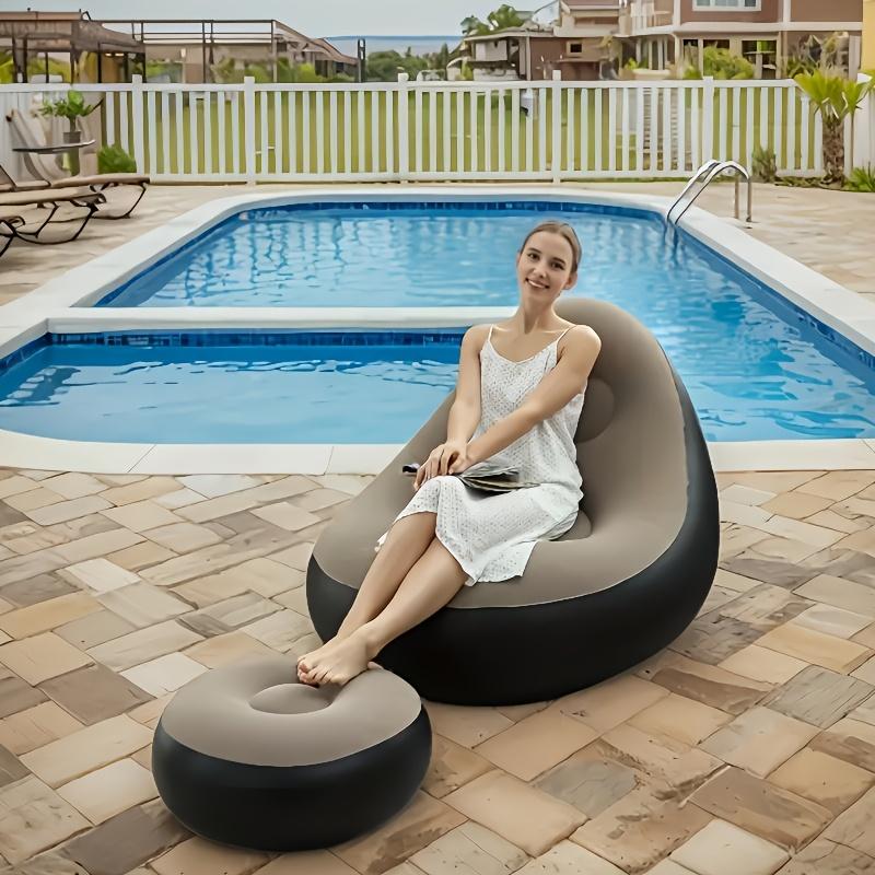 Simple Inflatable Leisure Bean Bag Sofa Lazy Sofa Set Outdoor Foldable Travel Fluffy Seat Tatami Footstool Bedroom Chair