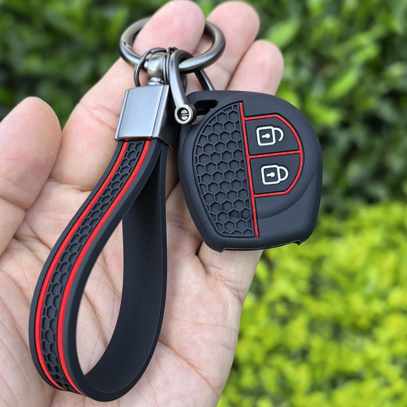 Key Case With Keychain Full For Suzuki Celerio Swift Grand Vitara SX4 Silicone Key Case Cover Fob Shell Holder Accessories