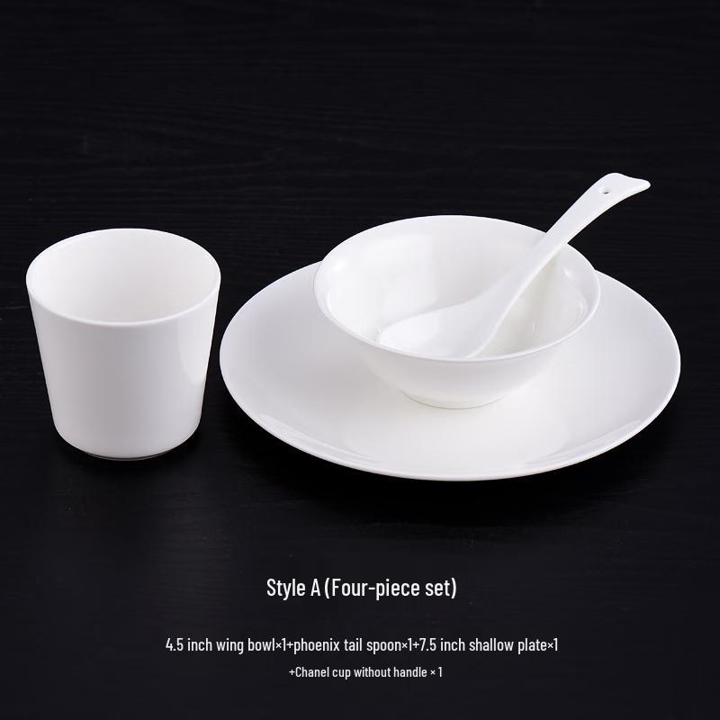 Pure White Bone China 4-Piece Dinnerware Set