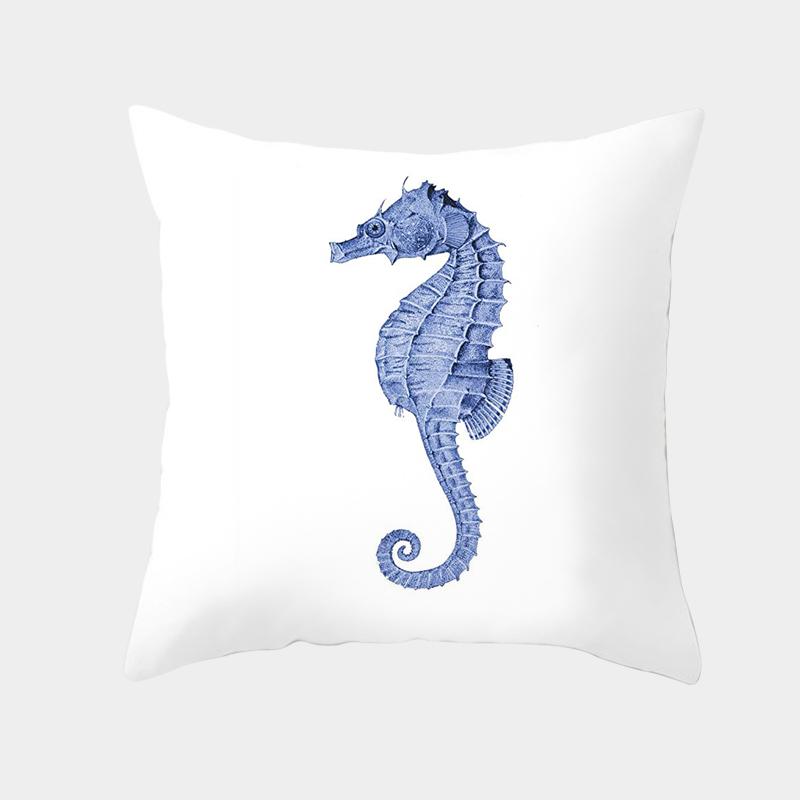

Белая декоративная подушка для дивана Happy Easter Sea Cushion Cover Seahorse Starfish Coral Blue Pillow Case 40x40cm