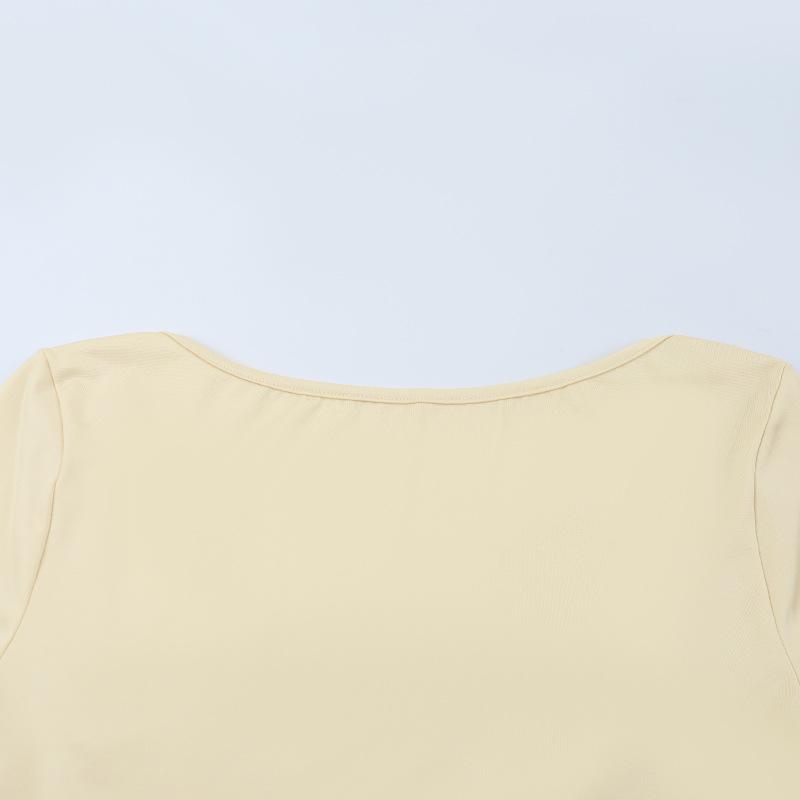 Women Sexy European Style Lace Long Sleeve Solid Color Slim Fit Pullover Top