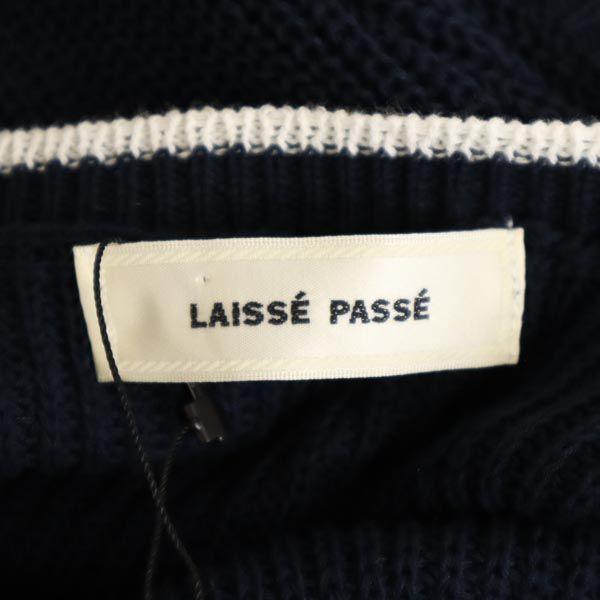 unused LAISSE PASSE Shoulder button No sleeve knit one piece 38 Navy Women Used