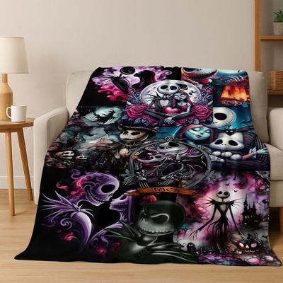 2026 New The Nightmare Before Christmas Jack Cartoon Flannel Blanket,Warm and Cozy Soft Throw Blanket for Home Bedroom Bed Sofa
