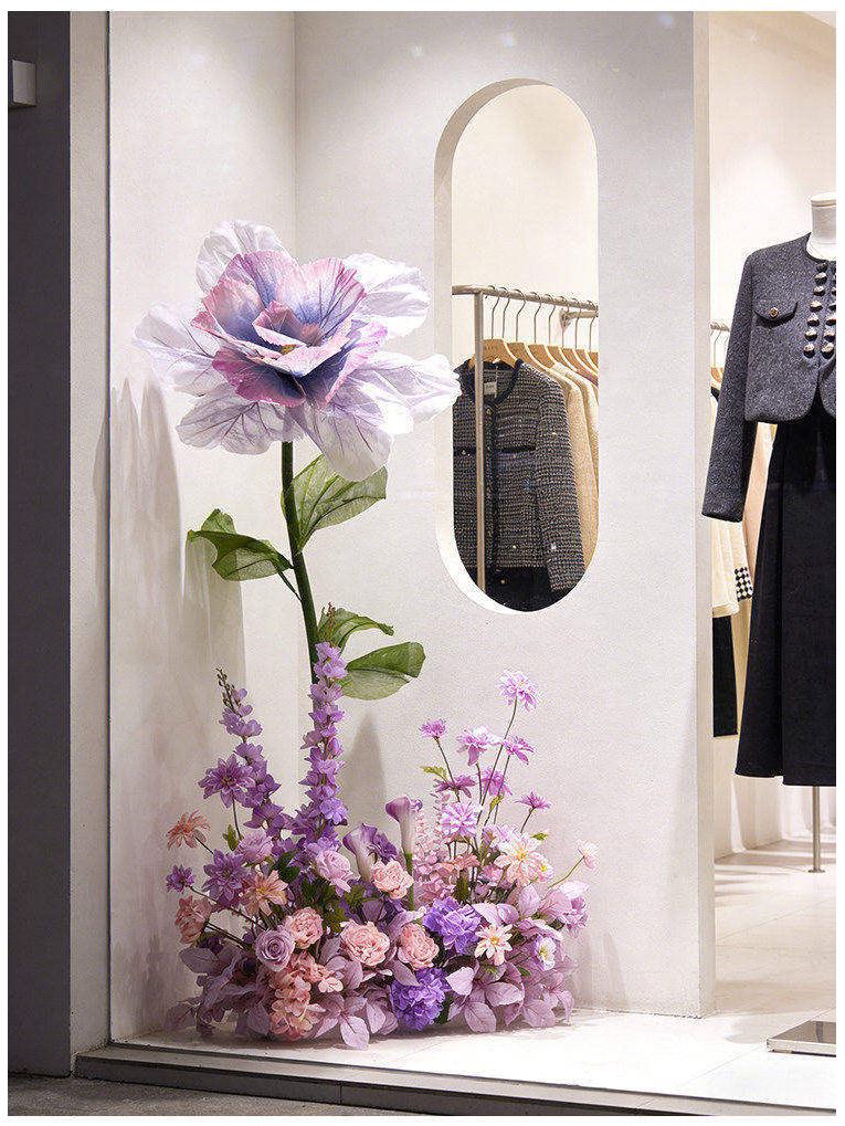 Purple Artificial Flowers for Window Display, Scene Decoration, and Clothing Store Visual Merchandising