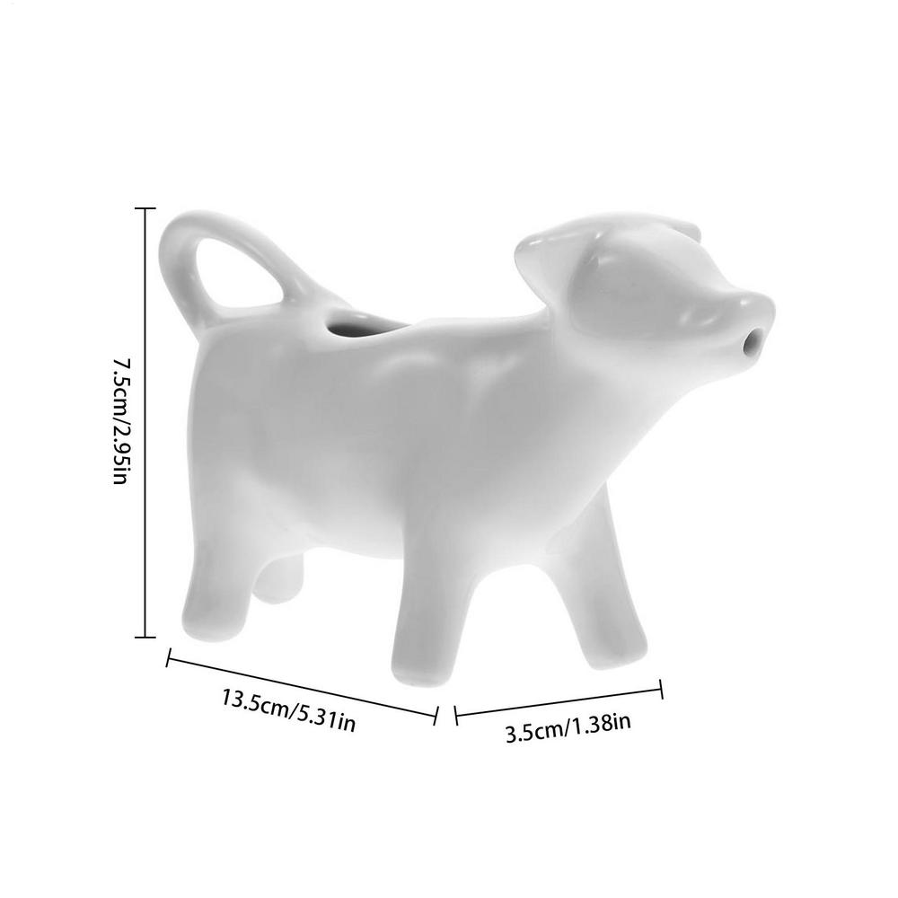 Белый керамический кувшин Керамический термостойкий Мультяшная корова Форма Сливочник Кувшин Контейнер для сиропа для молока Соусов Белая банка для сливок other