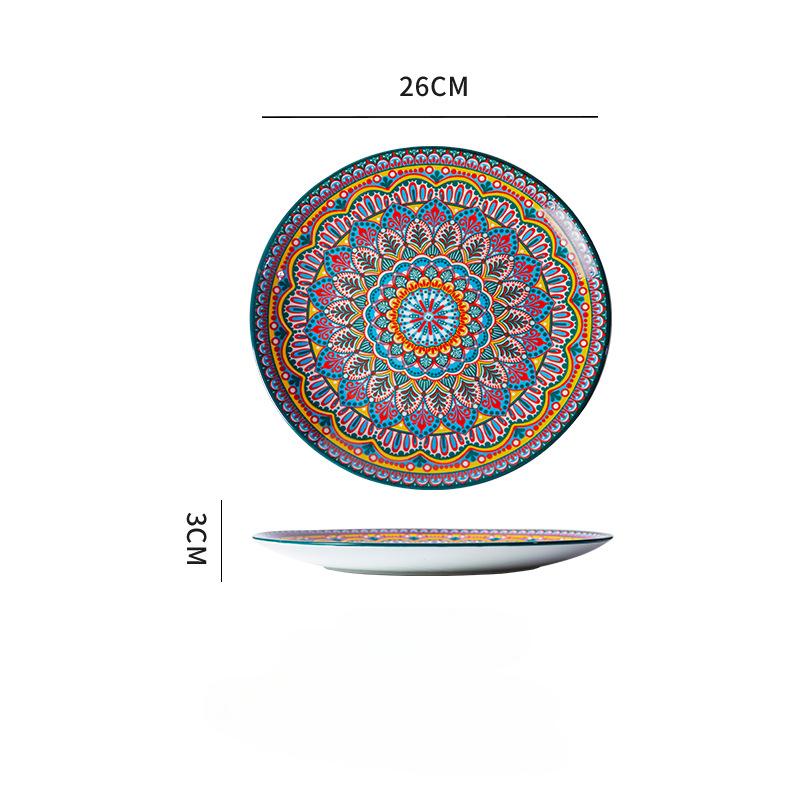26cm Ceramic Plate Large Plate High-end Feel Household Porcelain Plate Western Plate Steak Plate Shallow Plate Flat Plate