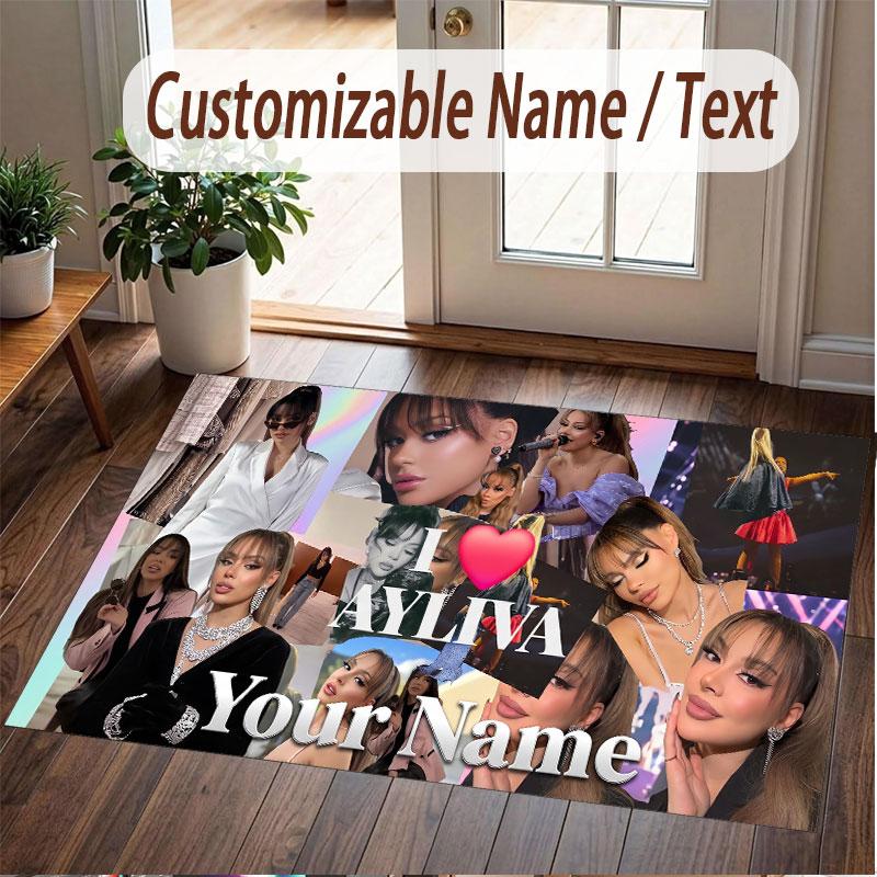 Custom Name Crystal Velvet Rug,Ayliva Comfortable Anti Slip Floor Mat For Room Decoration