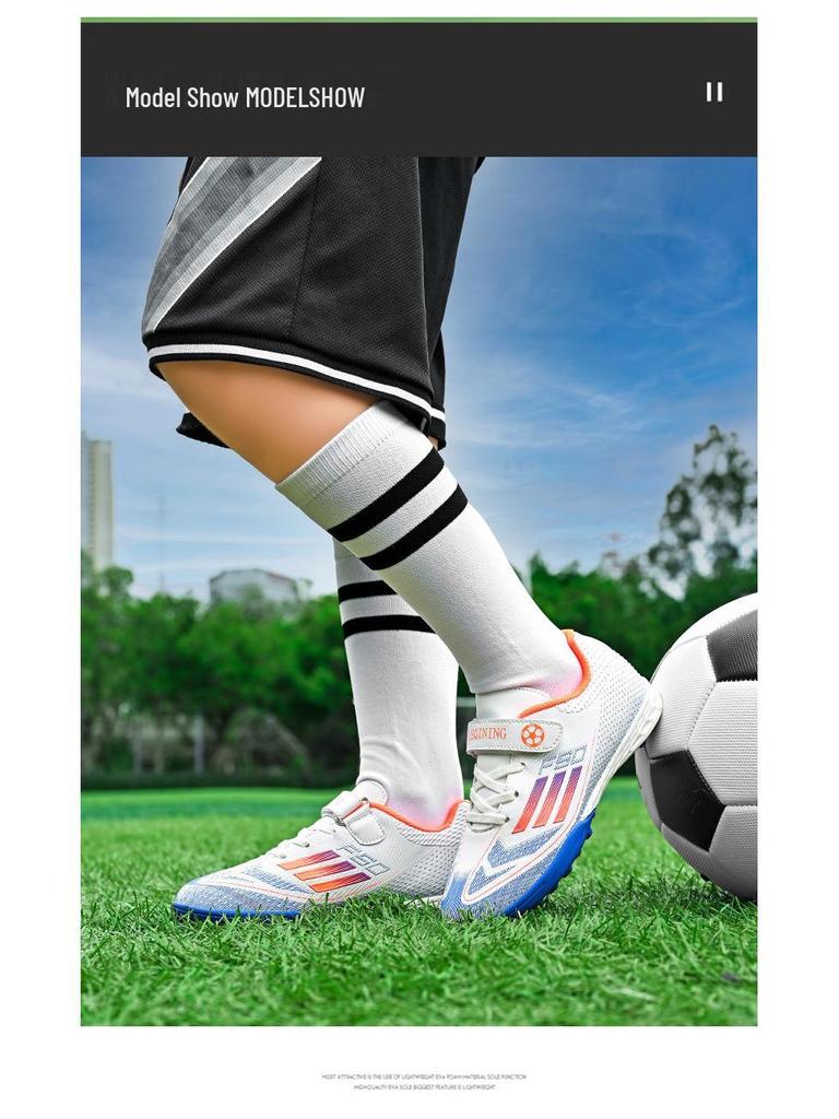 Children's Velcro Anti-Slip Turf Football Shoes for Boys and Girls - Wear-Resistant Competition Training Shoes