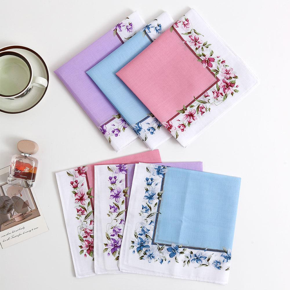 

6 шт. Женский носовой платок из чистого хлопка с принтом, старомодный, впитывающий влагу, для вытирания пота, классический цветок пиона, свадебный атрибут, 43 см