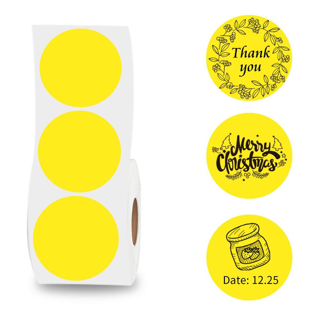 2 Inch Circle Thermal Sticker Labels Self-Adhesive Round Direct Thermal Multi-Purpose Roll Thermal Stickers-600 Labels/1 Roll