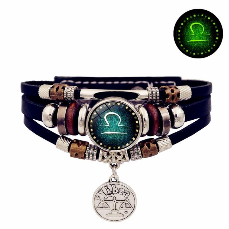 Lightweight Constellations Bracelet for Teens Handmade Zodiacs Charm Everyday Jewelry Synthetic Leather Wristband
