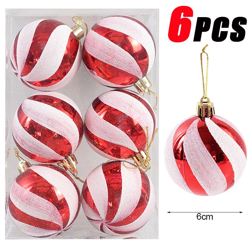 6Pcs Christmas Ball Ornaments With Painted Xmas Tree Hanging Pendant New Year Gifts For 2025 Christmas Navidad Party Decoration