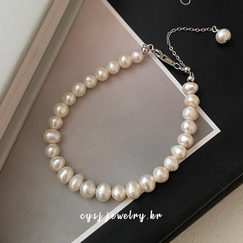 Cui Yan S925 Sterling Silver Korean Freshwater Pearl Beaded Bracelet for Women S925 Silver