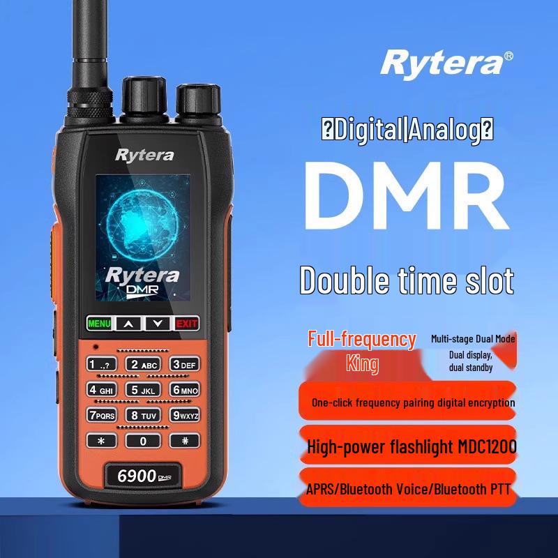 

RuyiTong 6900 DMR Digital Walkie-Talkie with GPS, APRS, Bluetooth, Aviation and Camping Handheld Radio. Orange Standard Version GPS+APRS