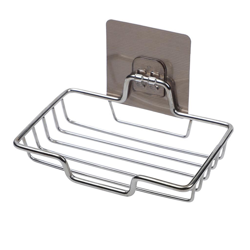 Stainless Steel Soap Box Soap Rack Soap Storage Rack Punch Free Suction Cup Wall-Mounted Bathroom Drain Tracel