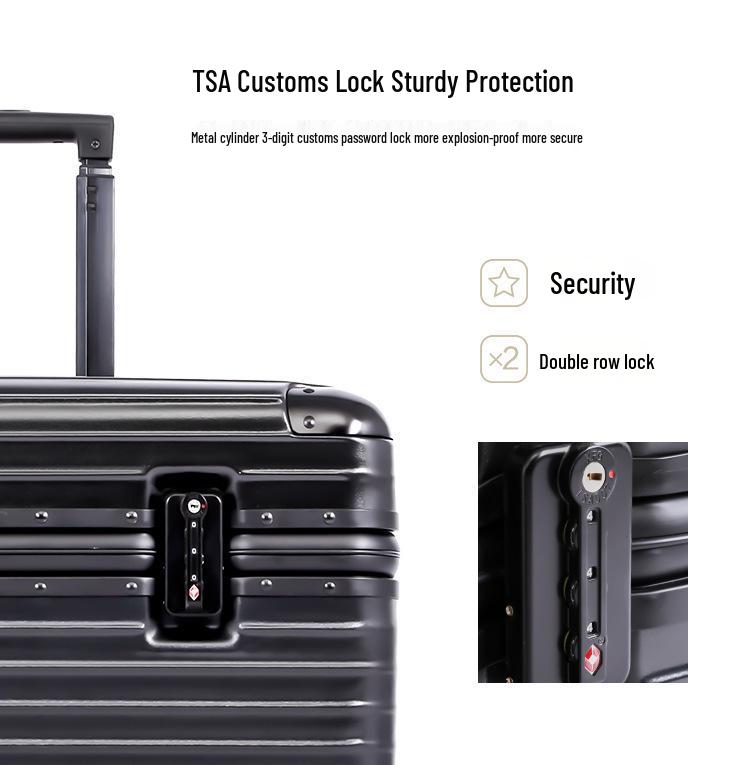 18-Inch Flip-Top Carry-On Suitcase with 20-Inch Aluminum Frame, Universal Wheels, and Small Lock for Men and Women