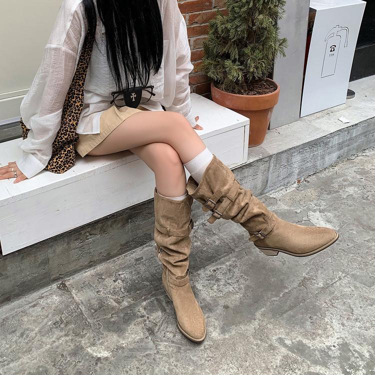 Long Boots Ladies 2025 Huge Good Looking Autumn Skinny Royal Sister Knight Tall Suede Pile Lazy Western