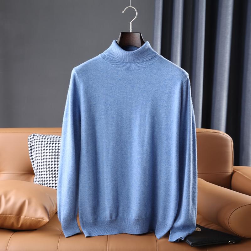 Men Sweater 100% Wool Turtleneck Knit Pullover Winter Soft Warm Wool Jumpers Man Knit Tops Long Sleeve