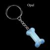 1Pc Reiki Healing Natural Stone Keychain Key Finder Bone Shape Crystal Gemstone Pendant Key Chain for Decor Phones, Bag, Halloween Gifts 20×34 Mm