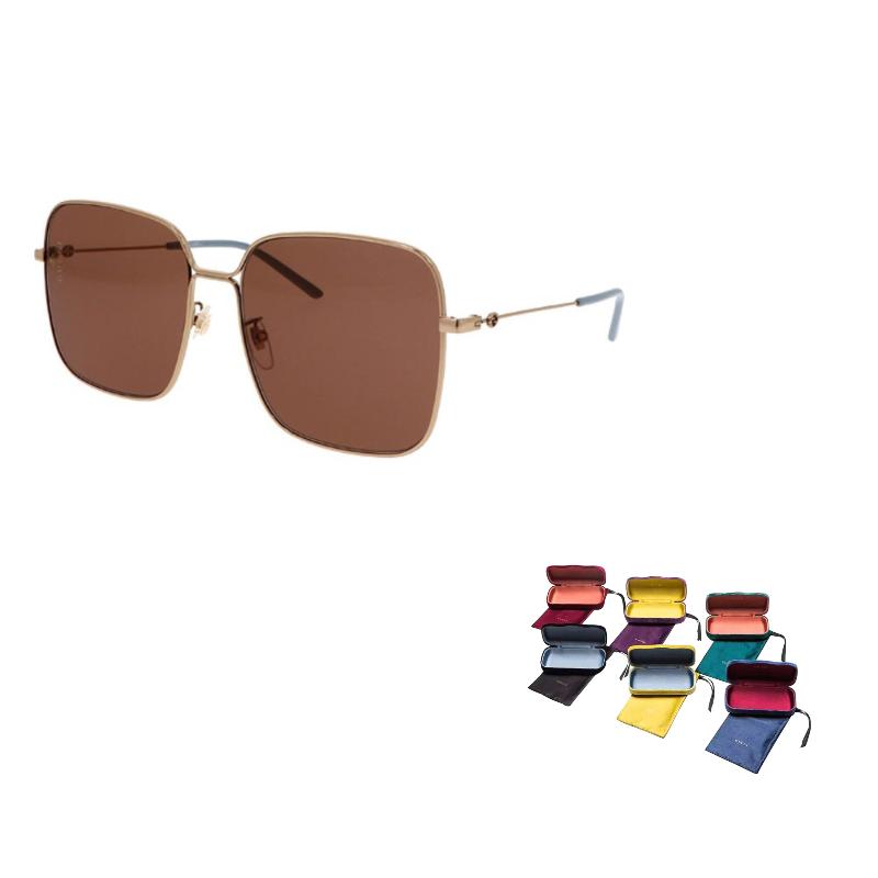 GUCCI Metal Toad Mirror Aviator Sunglasses Gold Frame Brown Lenses Women s Square F