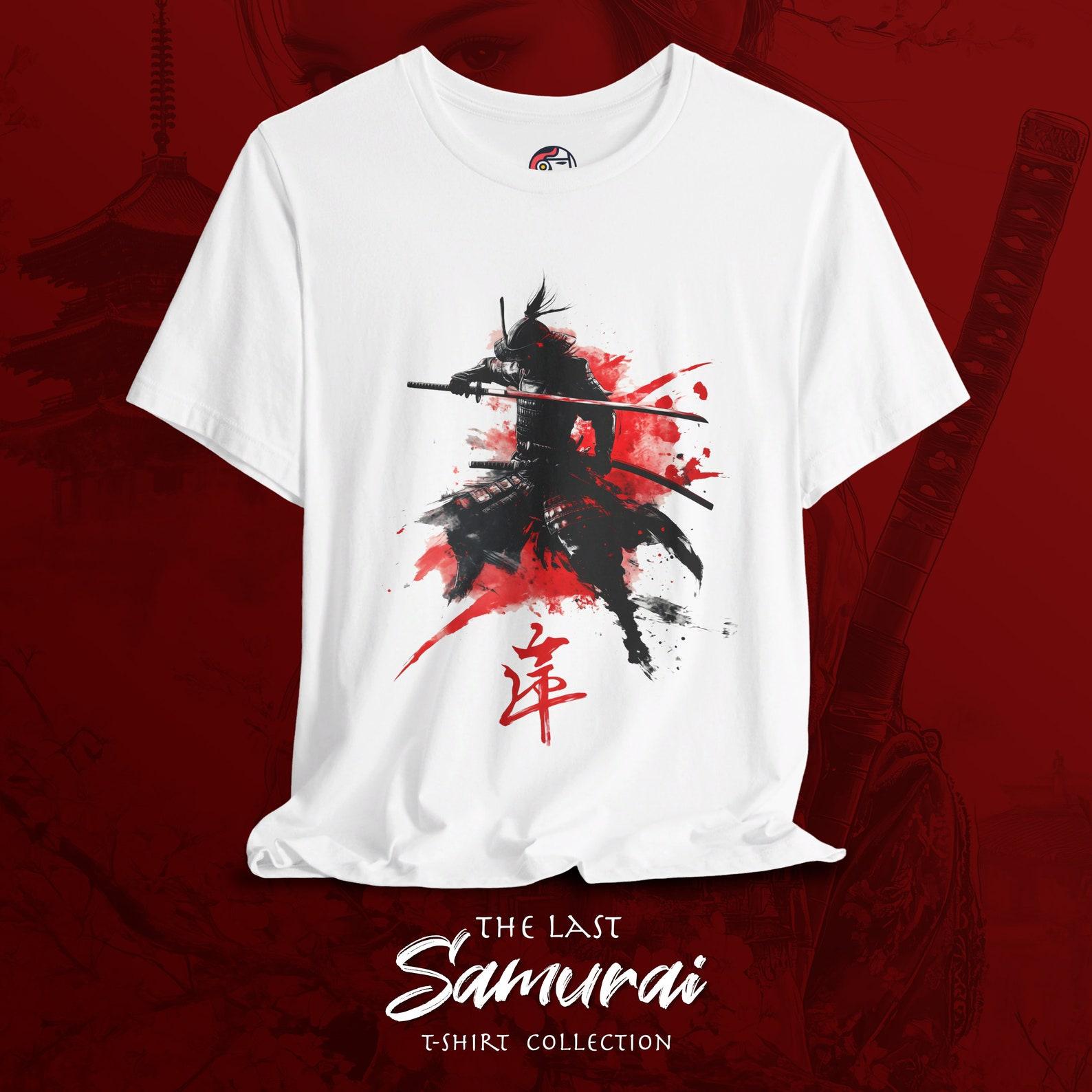 Black Samurai T-Shirt, Japanese Calligraphy, Asian Design L