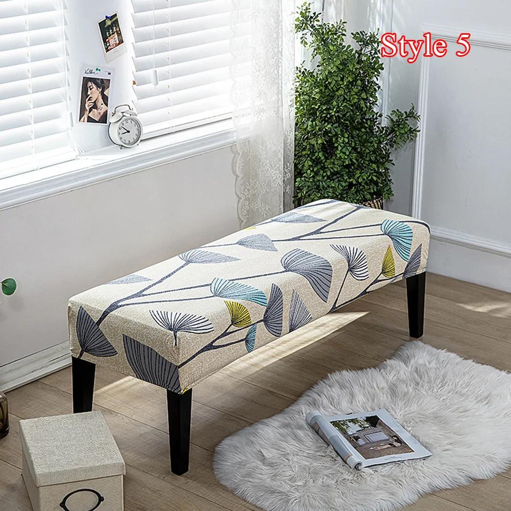 Geometric Bench Cover Stretch Spandex Piano Stool Cover Long Ottoman Cover Solid Color Changing Shoes Chair Slipcover Home Decor