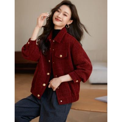 Good Luck Red Flavor Thickened Jacket New Winter Shirt Lapel Retro Fashionable Jacket