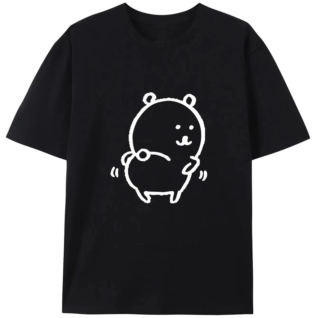 2026 Autumn Short Sleeve Tshirts Fashion Cute Cartoon Print Round Neck Breathable For Oversized Casual Loose Unisex Top