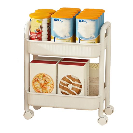 Küchenwagen Lebensmittelgeeigneter Kunststoff 2/3/4-stöckiger Aufbewahrungswagen mit leisen Rädern Schlankes Design Snacks Apartment Aufbewahrungswagen Universalwagen