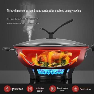 German Crystal Non-Stick Flat Bottom Wok for Induction and Gas