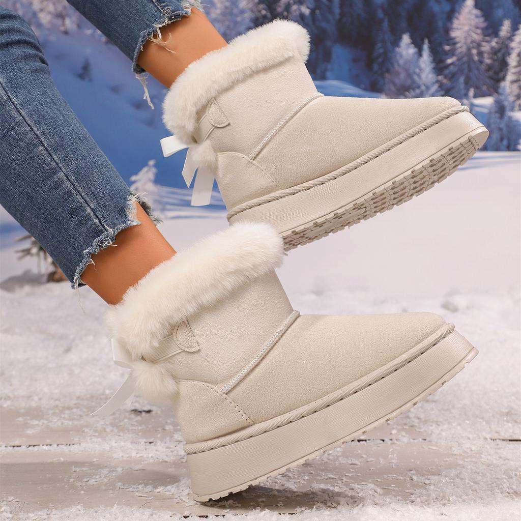 Fashion Women Winter Thickened Short Snow Boots Warm Casual Shoes Anti-slip Flat Bottom Booties for Students and Adults Zapatos De Mujer