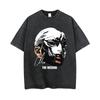 Tvättade Vintage Rapper The Weeknd Ansiktsgrafik T-shirts Herr Dam Hip Hop Mode Popmusik T-shirts Herr Retro Överdimensionerad T-shirt