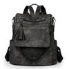 Women's Soft Leather Backpack Large Capacity Student Commuter Schoolbag Tassel Travel Backpack