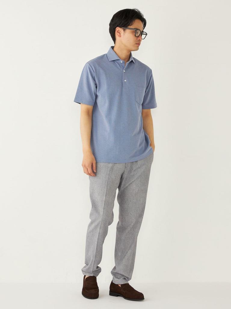 SHIPS Colors Men's Polo Shirt, Moisture-Wicking, Quick-Drying, Kanoko Wide Collar, Light Blue, Size L, 212170048