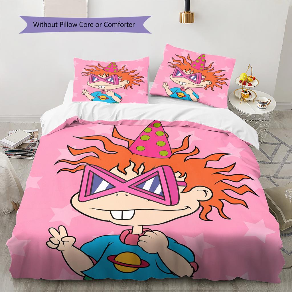 Rugrats  Pattern Bedding Quilt Set  Home Decoration  Gift (1 * Duvet Cover + 2 * Pillowcase  Without Core)